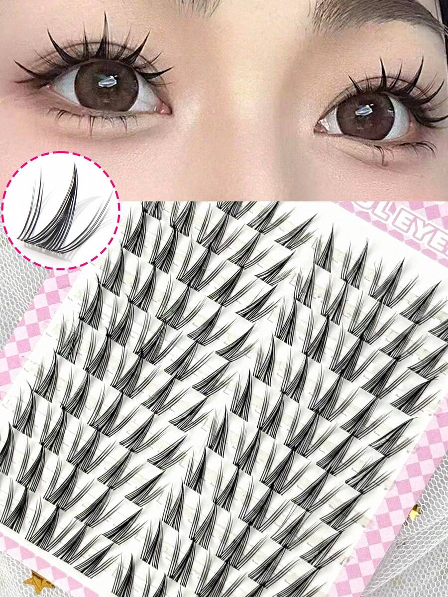 100 件/包 10-12 毫米浓密迷人的自然向日葵假睫毛，易于粘贴，适合初学者睫毛簇、睫毛簇、单根睫毛、睫毛、假睫毛