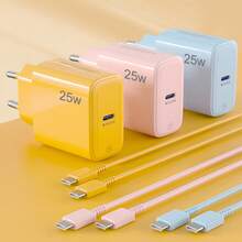 Caricabatterie rapido USB C da 25W con cavo Type-C da 1m, compatibile con Samsung Galaxy A54 A53 A34 A14 A13 M54 M53 M14 M13 5G S23 S22 S21 S20 Ultra Plus S10, /iPad, con spina europea, ricarica rapida ad alta potenza - Spina tipo C UE (220-240 V) - Visualizzare 3