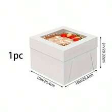 1/6 piezas Caja blanca para pasteles con ventana transparente, cierre seguro, múltiples tamaños (8x8x8, 10x10x8, 12x12x8 pulgadas), adecuada para cumpleaños, bodas, fiestas, decoraciones navideñas, estructura resistente, embalaje para hornear, organizadores de fiestas