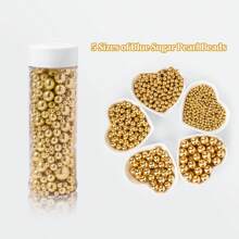 حبيبات لؤلؤية ذهبية سكرية للتزيين على الكيك - كرات سكرية لتزيين الكب كيك والآيس كريم وتزيين الكيك