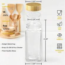 14 Pcs Spice Jars With Bamboo Lids - 4oz Square Spice Bottles With Spice Labels, Shaker Lids, Funnel