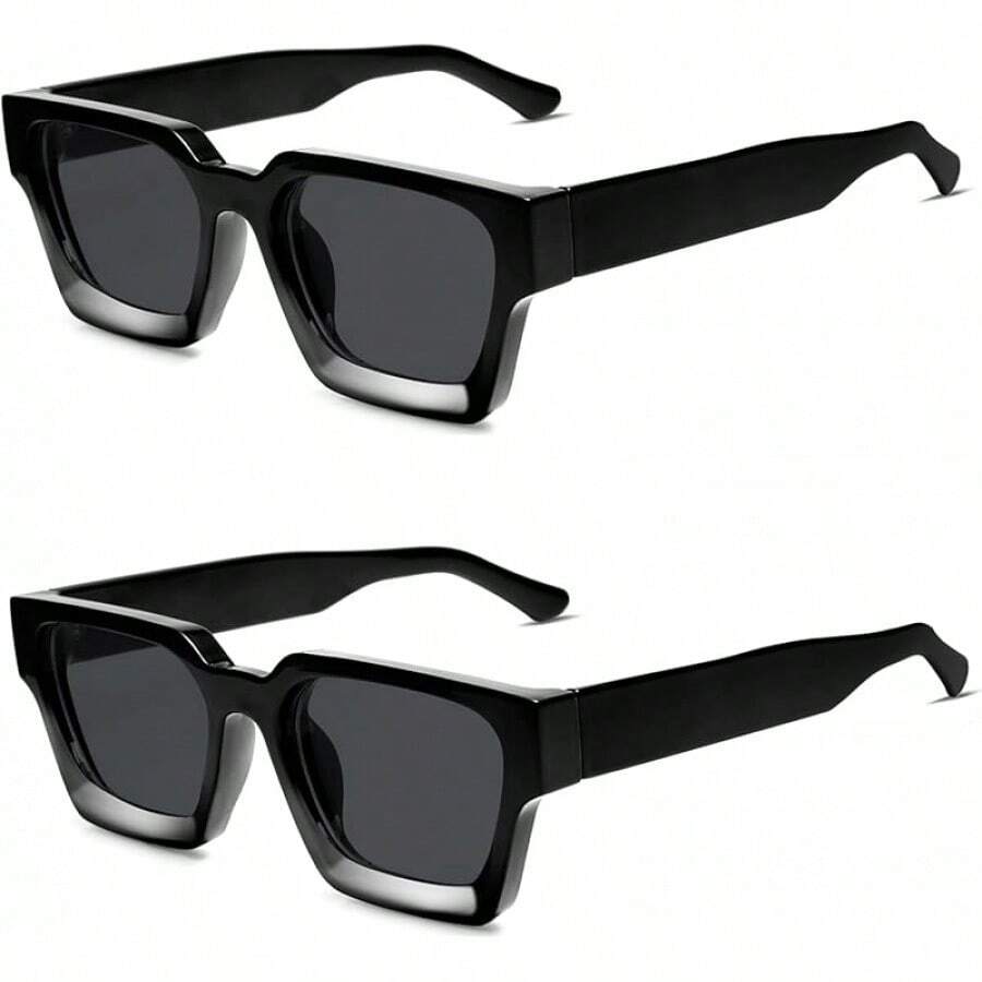 Grueso cuadrado retro, rectángulo grueso, protección - 2 piezas - Negro + Negro - Ver 1