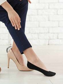 6 Pairs Women's Black Ultra-Thin Nylon Invisible Socks, Lining Socks, Non-Slip, Suitable For Business, Casual Wear And Various Shoes Like Flats, High Heels, Loafers And Sneakers, Great For Work, Shopping, Walking, Party And Daily Wear. (Also Available In 6/5/3/1 Pair Sets) Christmas Gift