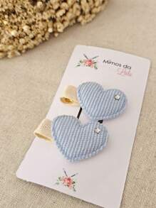 Parzinho Presilha laço de menina coração em cotelê 100% encapado com borrachinha antideslizante