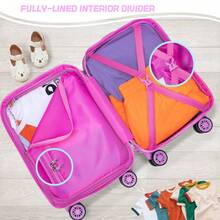 5pcs Cute Student Luggage Backpack Set With Wheels, Children Girls Travel Bag, Cartoon Luggage Suitcase Backpack (Neck Pillow & Handle Randomly Shipped) - Pink LXX1001 - View 3