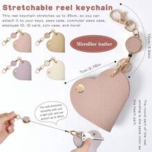 1pc Smart Key Holder, PU Leather Key Pouch, Unisex Intelligent Key Wallet, Covered Key Chain, Car Key Bag, Key Case, Cute Pebbled Leather Carabiner With Key Ring - Multicolor - View 6