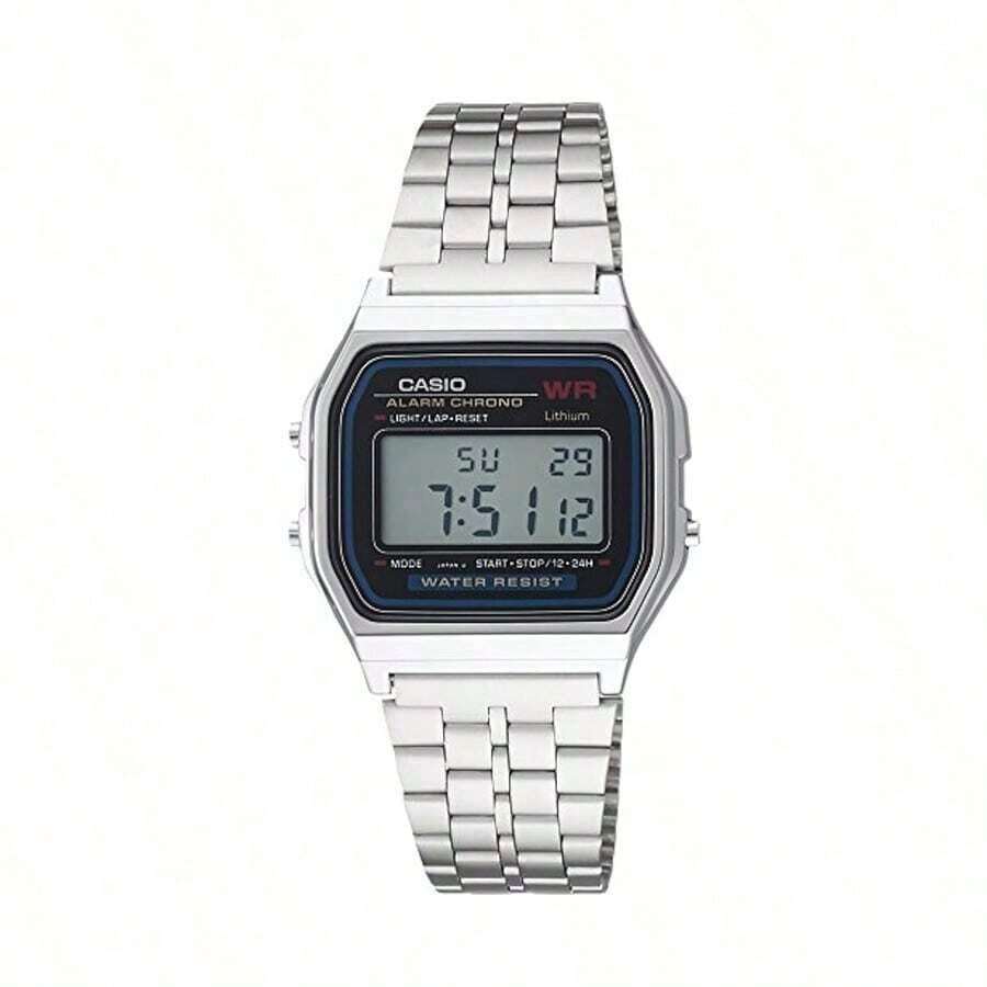 Casio 经典数字手表,不锈钢表带,休闲运动风格,适合日常佩戴 A159W-N1 - 黑色 - 查看 1