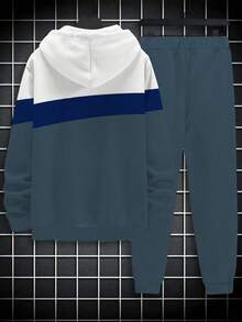 Setelan Olahraga Pria Ukuran Besar dengan Motif Blok Warna, Pakaian Olahraga Musim Semi, Gugur & Musim Dingin - Potongan Longgar, Ukuran Besar, Hoodie Longgar Nyaman + Celana Olahraga dengan Tali Serut, Serbaguna Gaya Hip-Hop Jalanan - MultiWarna - View 6