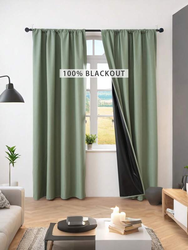 2pcs Solid Color Blackout Curtains, Minimalist Luxury Sheer Curtains, Suitable For Living Room, Bedroom, Dining Room, Kitchen Windows, Home Decor