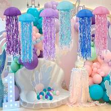 3pcs Pink Purple Blue Hanging Jelly Fish Paper Lanterns, Gradient Colorful Paper Lanterns, Jellyfish Paper Lanterns, For Mermaid Theme Party, Under The Sea Ocean Birthday Decorations, Under The Sea Theme, Ocean & Beach Room Hanging Decor, Shower Room Garland Mermaid Party Decoration, Colorful Hanging Streamers Suitable For Birthday Baptism Weddi - Multicolor - View 5