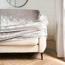 Crushed Velvet Elastic Stretch 2 Or 3 Seater Sofa Cover Protector - Silver - View 2