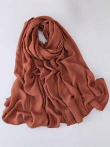 1pc Modal Viscose Solid Muslim Hijab, Fashion Breathable Plain Lightweight Headscarf, Double Needle Lockstitch Refined Edging Craftsmanship, Women Scarf For Lady, Suitable For All Seasons