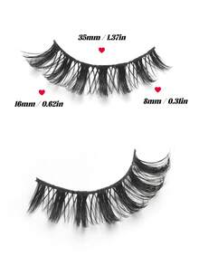 10 par 15 mm ryska D-Curl lösögonfransar i minkfärg, extra långa remsögonfransar - Fluffiga fransar - Visa 5