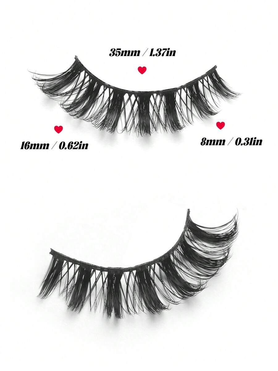 10 Pairs 15mm Russian Style D-Curl Faux Mink Cat Eye False Eyelashes, Extra Long Strip Lashes - Fluffy Lashes - View 1