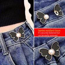 LOMILD 2 pezzi Bottoni a farfalla per regolare la vita dei pantaloni, gonne e jeans senza fori, accessorio per stringere e fissare la vita con perle