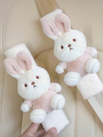 Car Seat Belt Shoulder Protection Cute Bear Rabbit Lamb Wool Car Anti Pinch Shoulder Cover All Season Universal Car Shoulder Protection