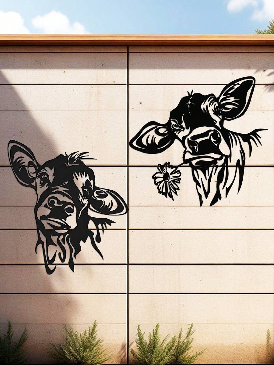 1 peça de arte de parede de vaca de metal para pendurar, decoração de parede de vaca preta, placa para casa, adequada para decoração de parede de cozinha de fazenda em cafeterias, decoração de parede clássica e aconchegante de animal de metal, escultura suspensa para ambientes internos/externos, presente perfeito para inauguração de casa