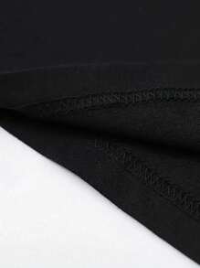 (220 Pure Cotton T-Shirt)  Your  Brand    Printing Y2k Style Printing Men's Summer Round Neck Short Sleeved Casual Cotton - 黑色 - 查看 4