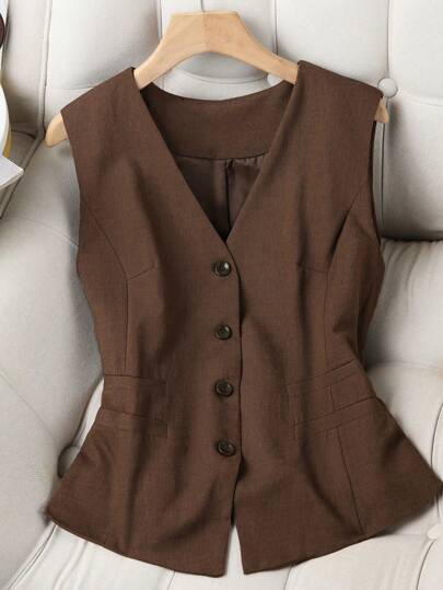 High-End Linen Vest Elegant Fashion Distinctive Solid Color Woven Tank Top With Tie Waist, Suitable For Date, Holiday, Birthday Party, Formal Dinner, Back To School, Stage Performance, Tea Party, Travel, Country Music Festival In Spring, Summer, Autumn