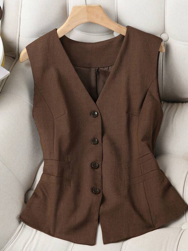 Colete de linho de alta qualidade, elegante, moderno, cor sólida, regata com amarração na cintura, adequado para encontros, feriados, festas de aniversário, jantares formais, volta às aulas, apresentações no palco, chá da tarde, viagens, festivais de música country na primavera, verão e outono