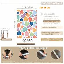 1 件异想天开的彩虹心形墙饰 - 带框和无框彩色爱心装饰 | 俏皮的水彩心形，采用柔和明亮的色调 | 现代育儿室、儿童房和波西米亚风卧室装饰 | 完美的情人节礼物和中性育儿室装饰 - 彩色 - 查看 9