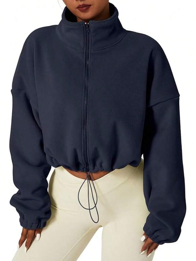 QINSEN Women's Full Zip Fleece Short Jacket Warm Winter Long