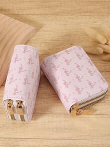 粉色蝴蝶结爱心图案多功能零钱包，双拉链卡包，多卡位卡套，可收纳信用卡，轻巧简约，时尚现代，商务百搭，适合周年纪念日、圣诞节、情人节、生日等各种场合，也可作为礼物送给爱人、女性、女孩、女士，或用作背包、宿舍用品和返校用品。 - 粉色 - 查看 7