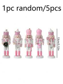 5 buc. decorațiuni de Crăciun în formă de gheare de nucă, gheare de nucă din lemn, decorațiuni suspendate, aranjament cu gheare de nucă de 5 inch înălțime pentru brad de Crăciun, decorațiuni roz de Crăciun pentru decorațiuni de brad de Crăciun, decorațiuni pentru păpuși sau cadouri