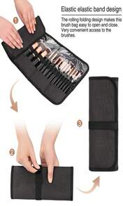 OCHEAL 化妆刷收纳包，化妆刷整理器，旅行化妆刷包，女士化妆刷收纳袋，化妆师专用 - 不含刷子，旅行必备，情人节礼物，价格实惠，旅行化妆刷，女士礼物，化妆师，专业全套化妆工具 - 黑色 - 查看 5