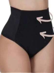 Calcinha de maternidade feminina de cintura alta com suporte abdominal para maior conforto durante a amamentação. - Preto - Visão 5