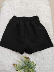 Women's Solid Color Shorts - Black - View 2