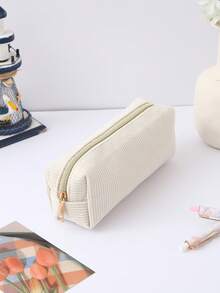 1 pièce Étui à crayons rétro de couleur unie, boîte de papeterie simple en option multicolore, design créatif grande capacité, accessoires d'étude, sac de rangement, fournitures scolaires et de bureau, nécessités pour la rentrée scolaire - Multicolore - Voir 21