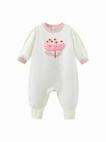 mini bala 女童泡泡袖连体衣 2025秋季甜美柔软连体衣 - 乳白 - 查看 1