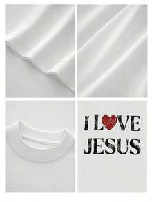 Mens T-Shirt 100% Cotton I Love Jesus Distressed Graphic Print Perfect For Christian Men Daily Wear Is An Ideal Gift Choice. - trắng - Xem 4