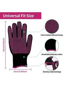 WANMEI 2pcs Heat Resistant Hair Styling Gloves, Anti-Slip Heat Protect Gloves, High Temperature Resistant Curling Iron Gloves, Non-Slip Heat Resistant Gloves For Hair Styling, Salon Home Hair Care Heat Protection Gloves - Multicolor - View 4