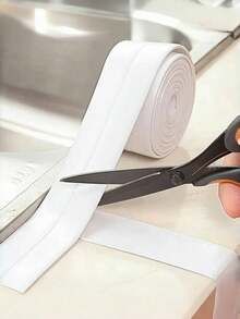 1 Roll Of Waterproof White PVC Self-Adhesive Tape -Perfect For Bathroom, Sink & Kitchen -Super Strong Stickiness! Home Bathroom Decor Summer Back To School - trắng - Xem 3