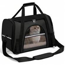 Secure Zipper Anti-Escape Pet Carrier Backpack | Spacious Ventilated Foldable Cat/Dog Travel Bag | Car & Airline Approved Collapsible Cage With Breathable Design - màu đen - Xem 1