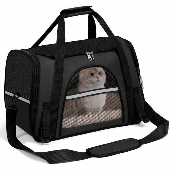 Secure Zipper Anti-Escape Pet Carrier Backpack | Spacious Ventilated Foldable Cat/Dog Travel Bag | Car & Airline Approved Collapsible Cage With Breathable Design