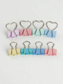 Kẹp bìa hình trái tim các loại, kẹp bìa đầu phẳng các loại, dùng để sắp xếp giấy tờ, ghi chú, ảnh và tài liệu - Đồ dùng văn phòng, gia đình, trường học và thủ công, phần thưởng khi trở lại trường, v.v. - Nhiều màu - Xem 6