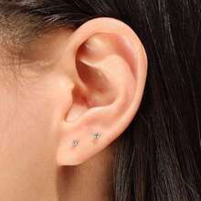 SENLANSP 6 Paar/12 Paar 2mm Micro CZ/kugelförmige Ohrringe mit Flachrücken, geeignet für Frauen und Männer, Edelstahl hypoallergene Ohrringe, bequeme Schraubverschluss Ohrknorpel Ohrringe