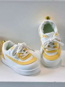 1 Đôi giày thể thao thời trang cho trẻ em, giày thể thao vải mềm chống trượt chống mài mòn cho trẻ mới biết đi - Màu vàng - Xem 5
