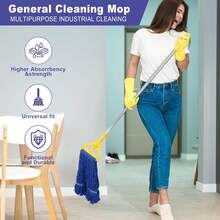 3-Pack Heavy Mop Replacement Head,Commercial Industrial Grade Blue Cotton Ring Heads,Cotton Looped End String Cleaning Mop Head Refill,Applied To Mop Of Clamping Side-Loading Handles,7658824 - Blue - View 5