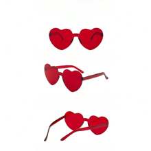 3 Pc Heart-Shaped Sunglasses, Frameless Heart-Shaped Glasses
