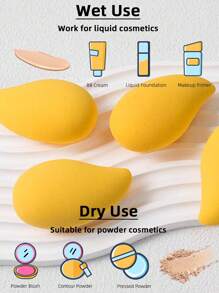 BATENG 6/12pcs Mango-Shaped Makeup Sponge Set – High-Resilience, Non-Latex & Soft Makeup Sponge For Foundation, Cream, Concealer & Powder – Reusable, Skin-Friendly, Dry & Wet Dual Use,Makeup,Cheap,Room Decor,Vanity,Travel,Bedroom,Makeup Accessories,Puff,Makeup Blender,Powder Puff,Makeup Sponge