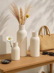 1pc Creative Vase With Round Mouth Lines,Suitable For Home Decor, Bedroom Decor, Office And Students, The Best And Christmas Gift,Storage,Wedding Decor,House Decor,Jewelry Organiser,Party Decorations Flower Vase Glass Vase