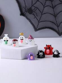 10Pcs Random Color Mini Resin Halloween Decorations - DIY Desktop Small Ornaments, Includes Skull, Ghost, Castle, Bat, Grim Reaper & Duck Figures, Ideal For Home Decor, Perfect For Desktop Display And Party Favors