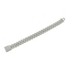 1pc Men's Luxury Fully Iced Out Rhinestone Hiphop Cuban Link Chain Bracelet - Bracelet - View 10