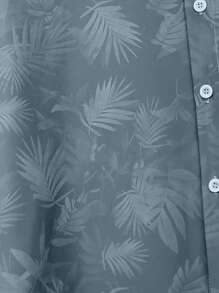 Men's Vintage Old Money Style Polyester Four-Way Stretch Digital Print Summer Short-Sleeve Shirt Stylish And Versatile, Lightweight Fabric Ideal For Everyday Casual Wear Perfect For Travel And Outings - Blue - View 5