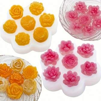 Two Pieces Set Of 14 Styles Succulents And Flowers, Candle Scented Silicone Molds Suitable For Resin Clay And Other Crafts