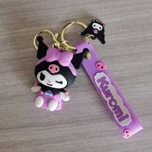 Sanrio 1pc Sanrio Kuromi Silicone Keychain Pendant, Cartoon Cute Bag Keychain Pendant Small Gift,